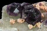 Dark Purple Fluorite Crystals on Druzy Quartz - China #128790-2